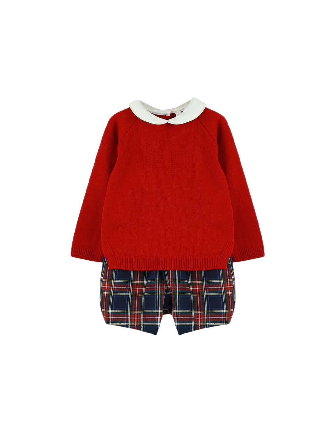 Boys Sweater and Plaid Shorts 2pc Set Size 24m