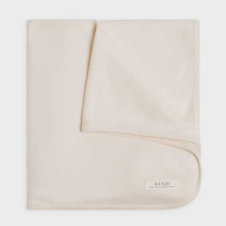 Organic Cotton Pointelle Baby Blanket - Ivory