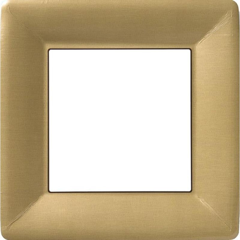 10" Square Paper Plates Pack of 8 Classic Linen Gold