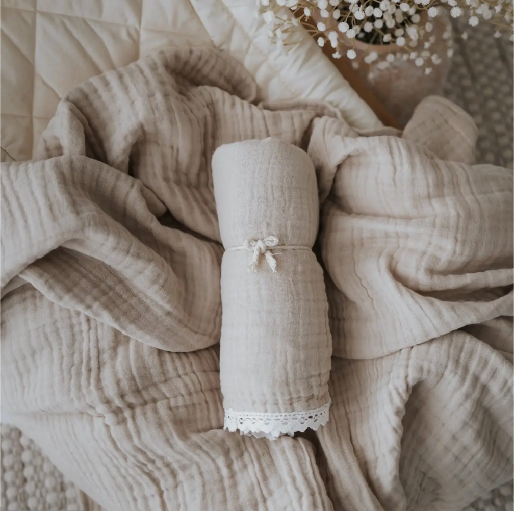 Sand Muslin Lace Blanket