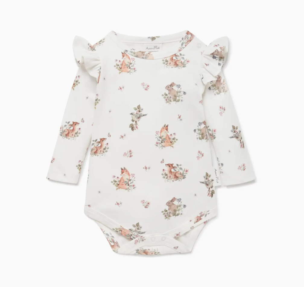 Vintage Meadow Flutter Onesie -3-6months