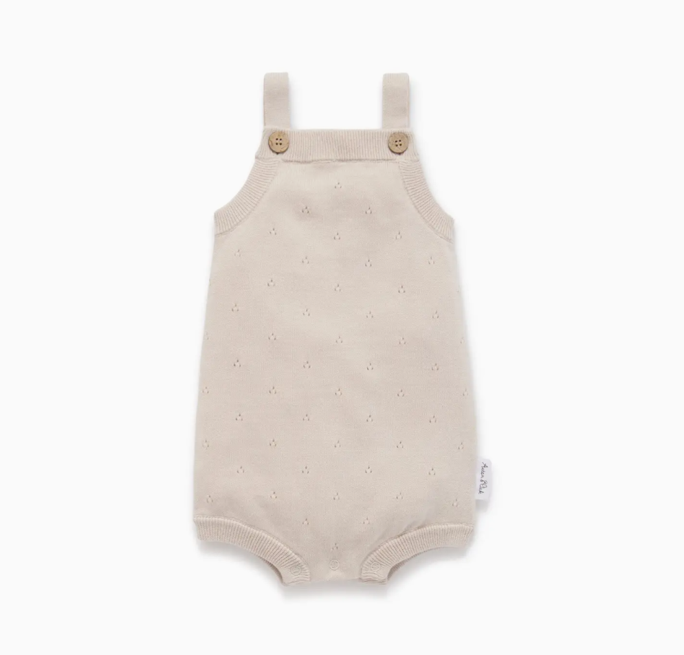 Oatmeal Pointelle Knit Romper 1 year