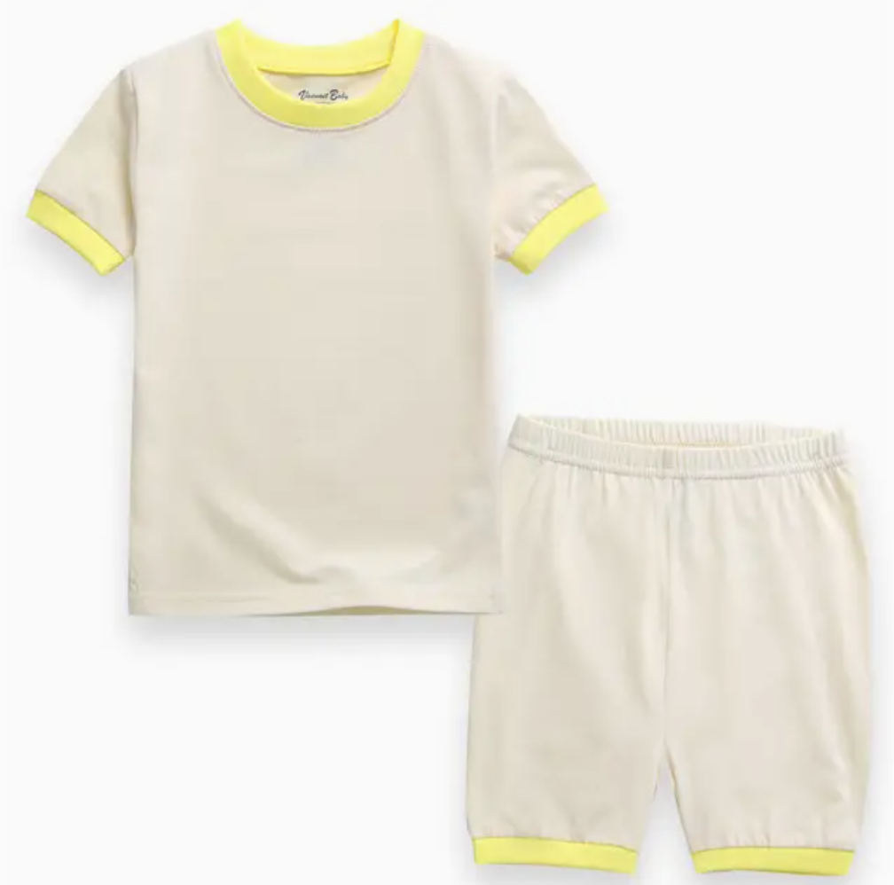 Cream Yellow Macaron Short Sleeve Pj's