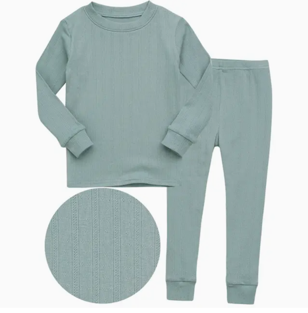 Pointelle Green Long Sleeve Pj's