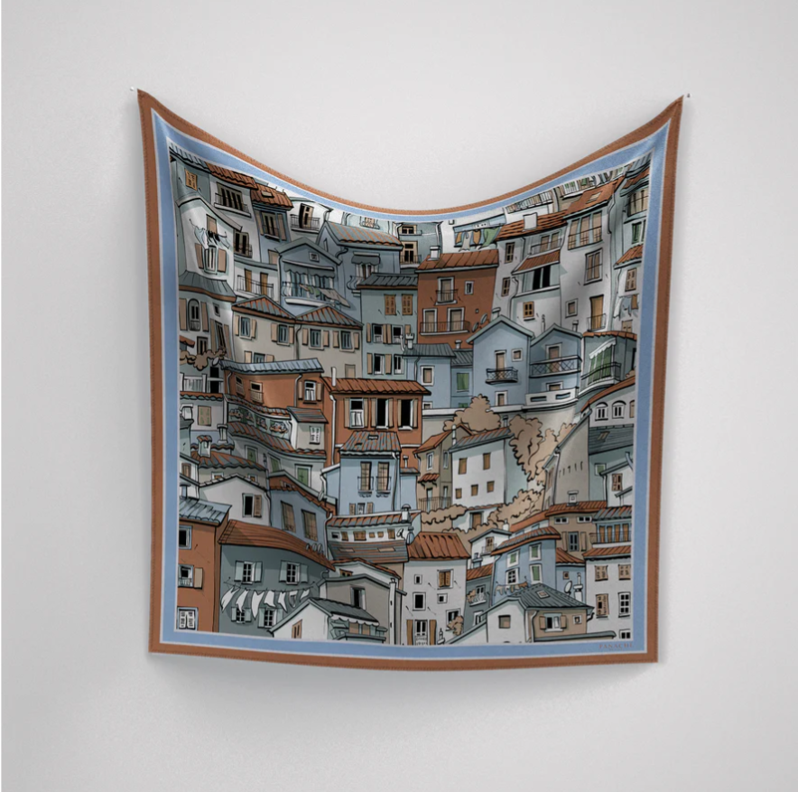 A City Life In Blue and Rust Girls Scarf