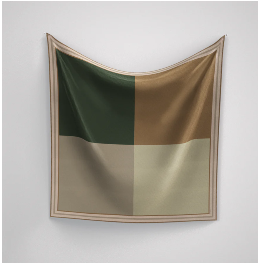 Color Block Deep Green and Tan Girls Scarf