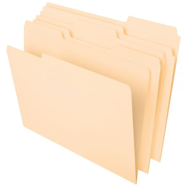 1/3-Cut Tab Letter Size Assorted Positions File Folders - Pack of 100