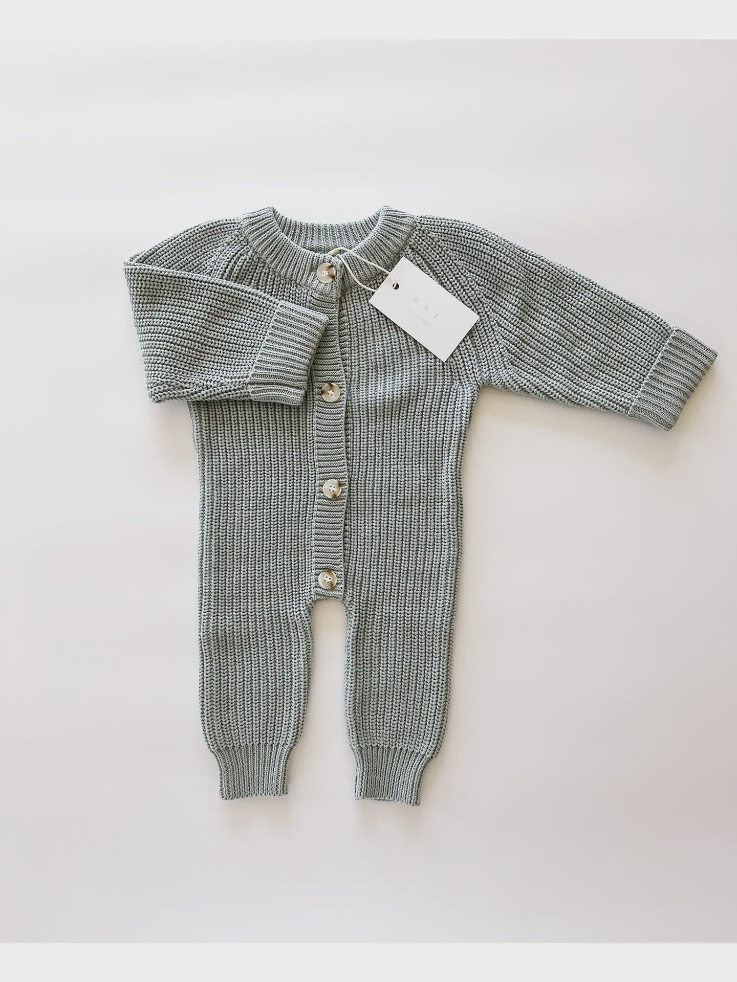 Chunky Knit Playsuit, Fog 0-6m