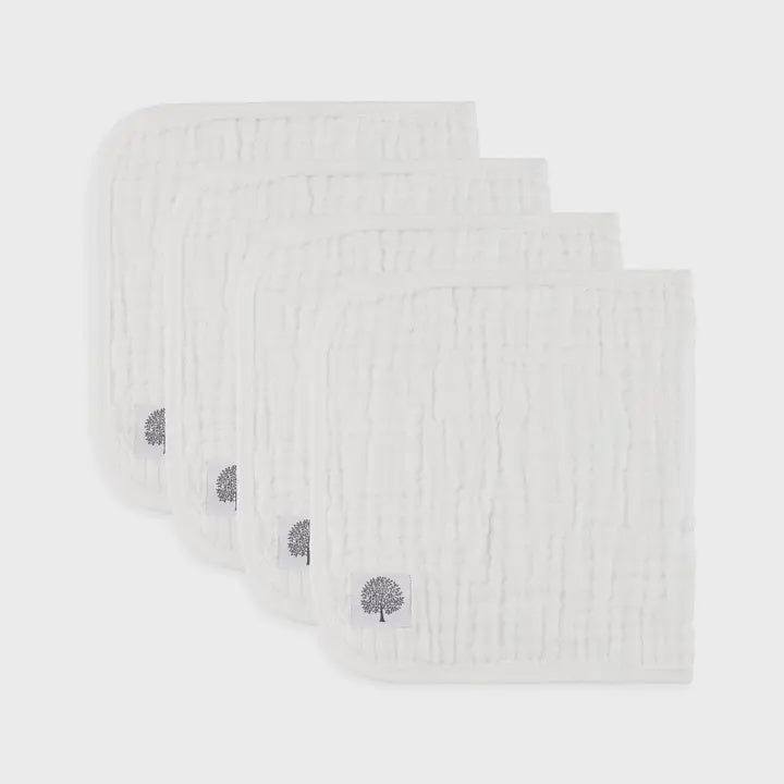 White Muslin Burp Cloths (4 Pack)