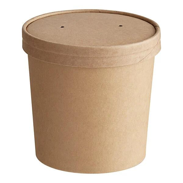 26 oz. Kraft Poly-Coated Paper Food Cup with Vented Paper Lid 25ct