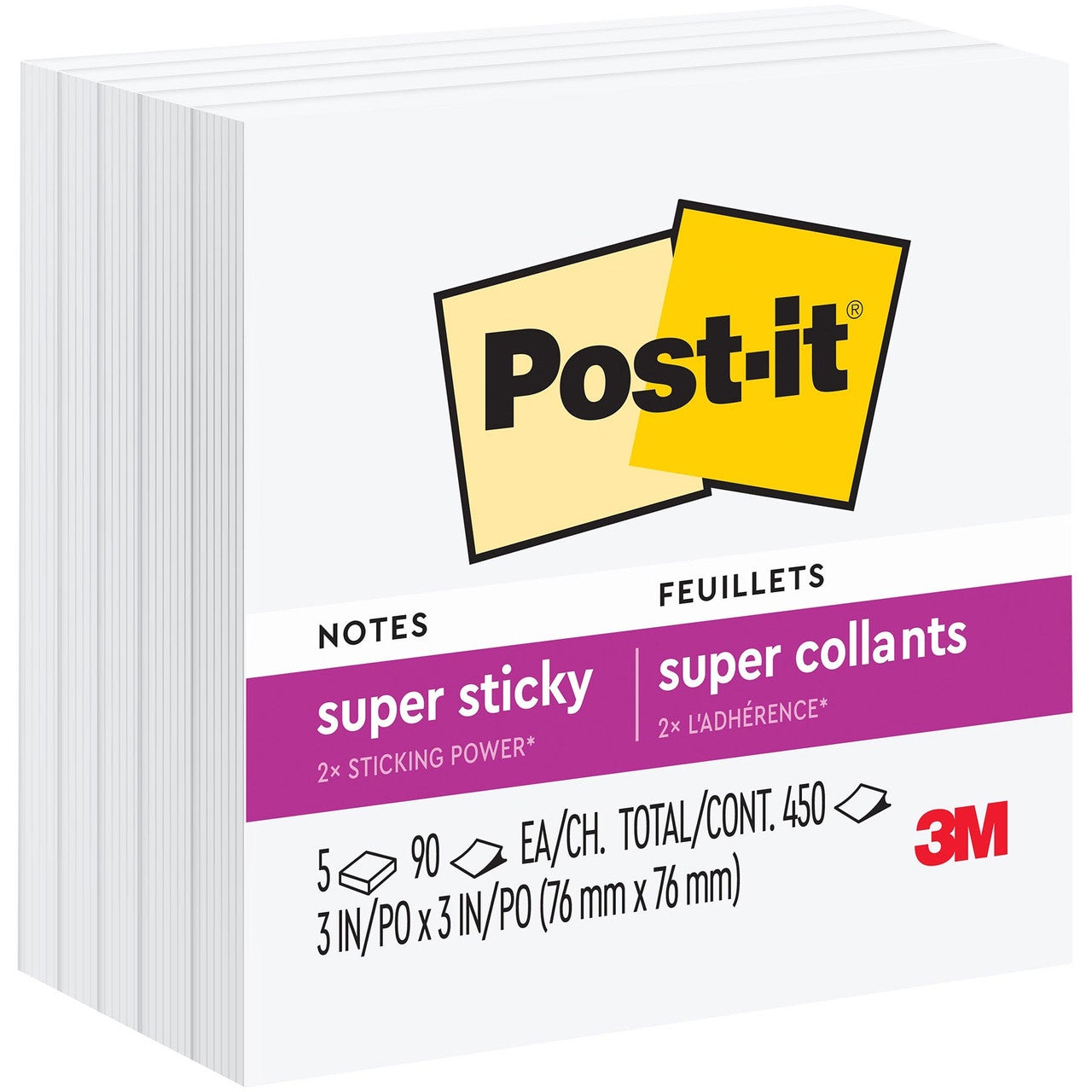 3M Post-It Notes 3x3", White, 5 pads/pk