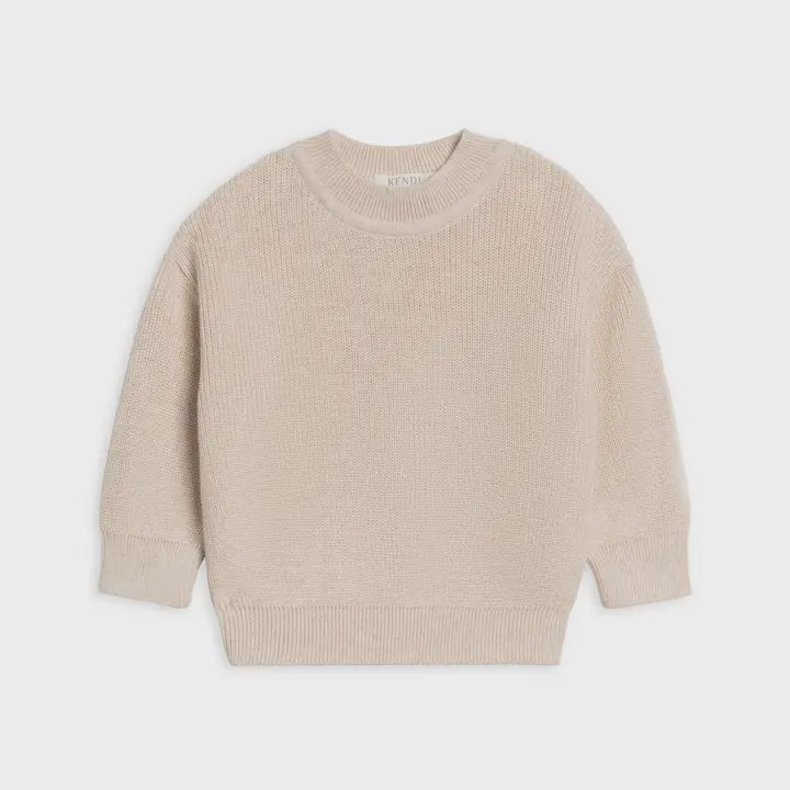 Laurie Sweater Knit Crew Pullover - Heather Oat 3T