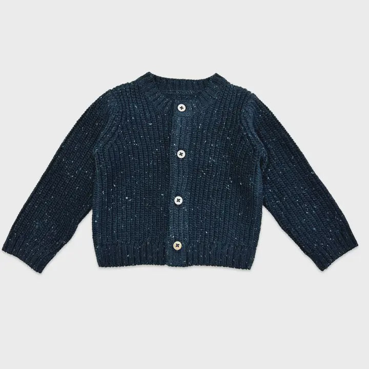 Classic Chunky Knit Button Sweater Cardigan, Navy