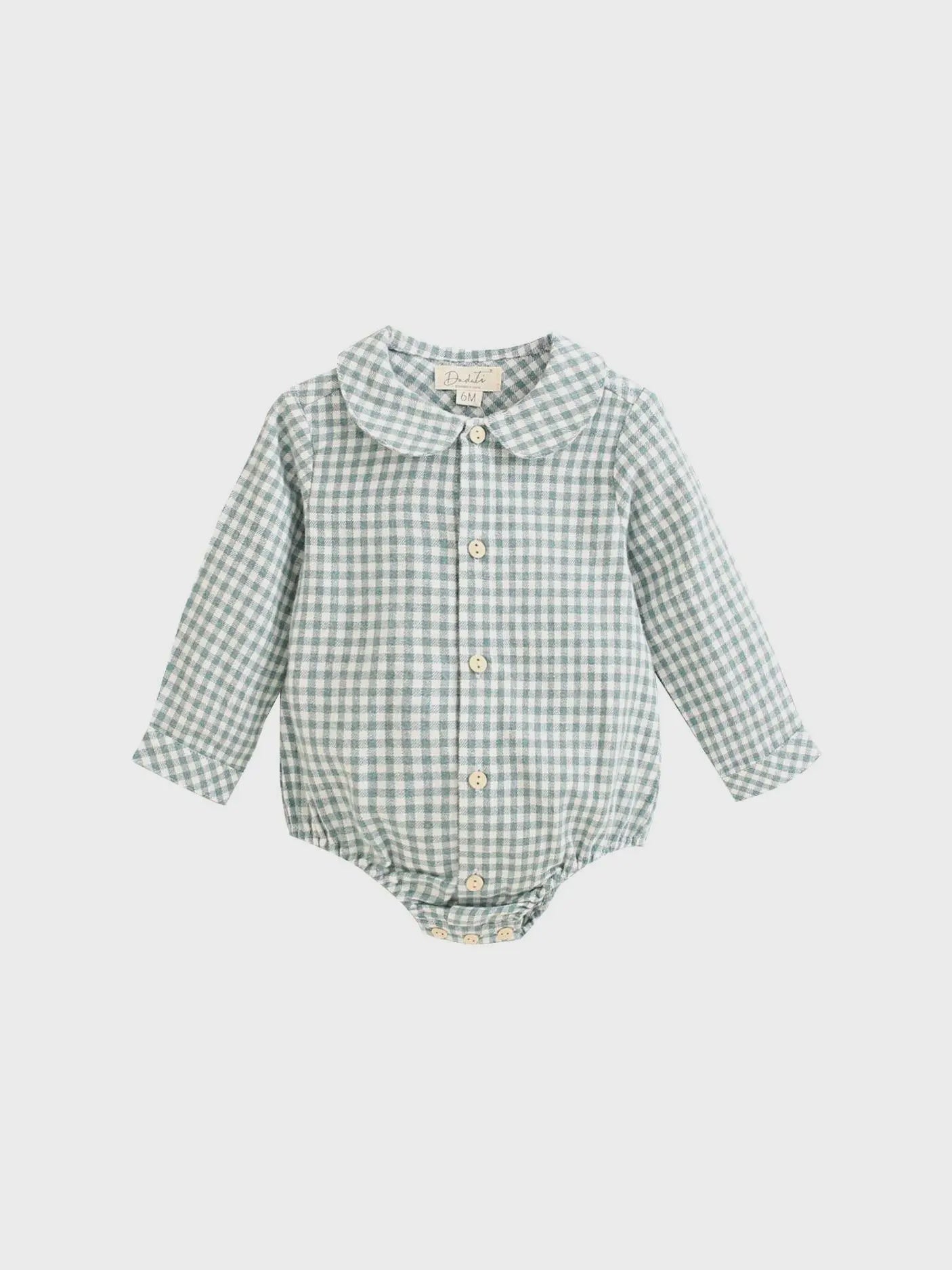 Dadati Baby Boy's Shirt Green & White Checkered, 9m