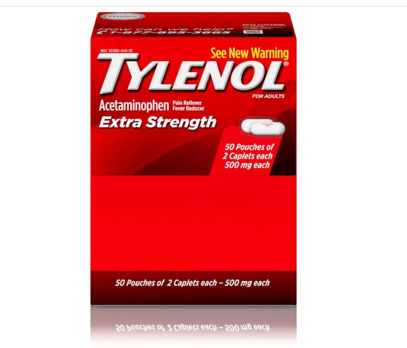Tylenol Extra Strength 2-Caplet Pouches, 50 Count (BPO)