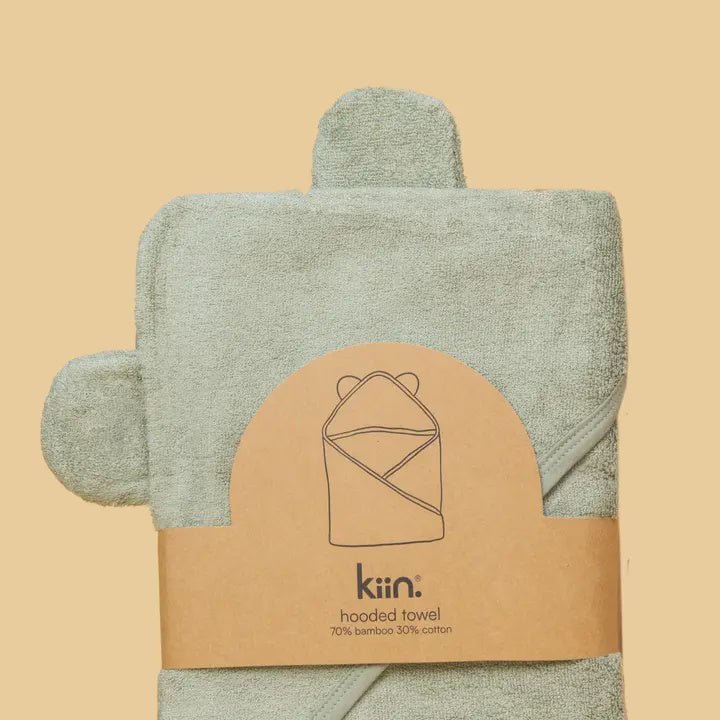 Kiin Baby Hooded Towel, Sage