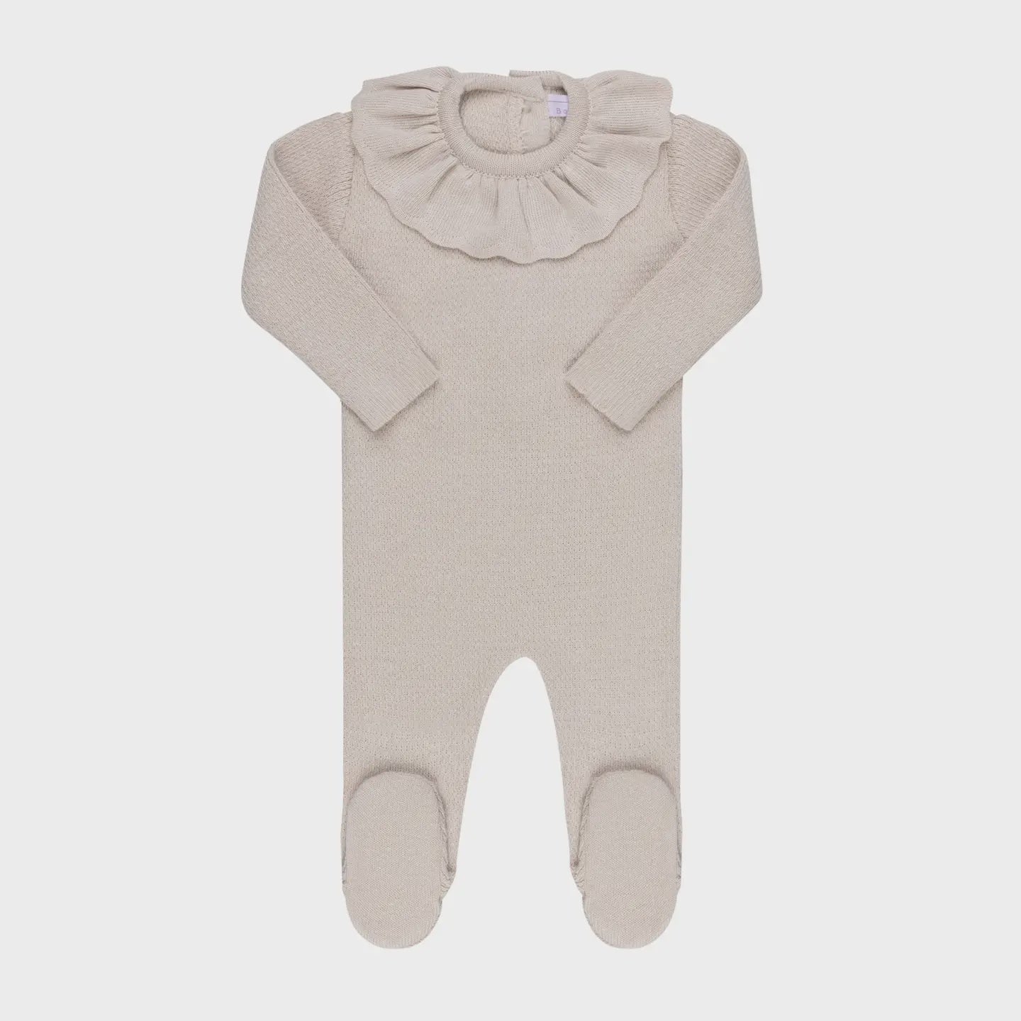Knit Ruffled Ribbed Footie ~ Oatmeal