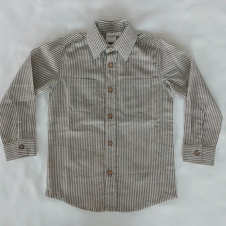 Brown Stripes Printed Boys Shirt