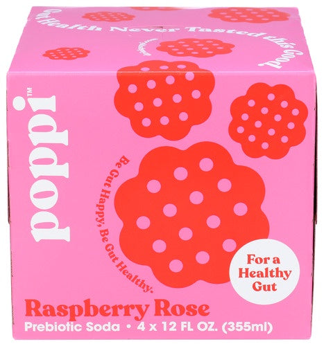 Poppi Raspberry Rose, 4 pack