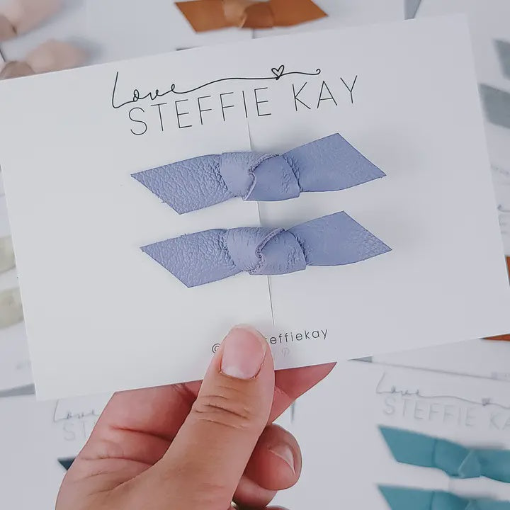 Knotted Pigtail Bows | Blue