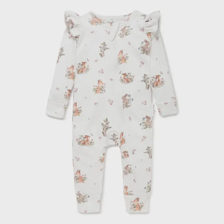 Vintage Meadow Zip Romper,0-3m