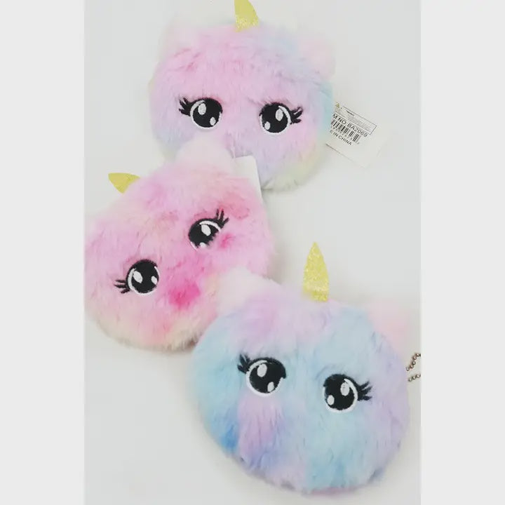 Pastel Rainbow Faux Fur Unicorn Coin Purse