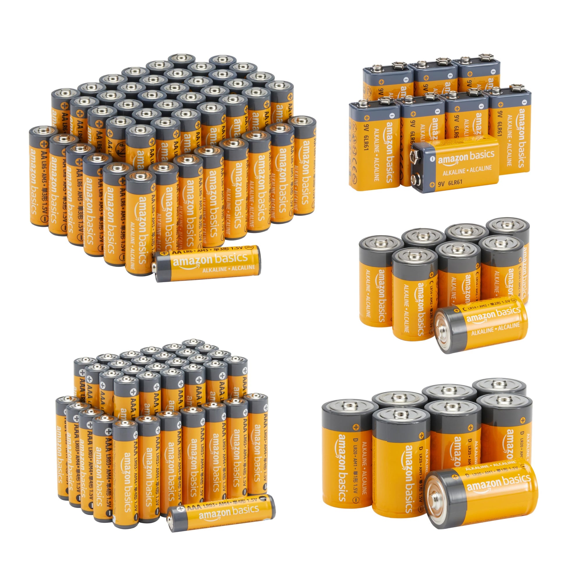 Alkaline Battery Super Value Pack - 48 AA + 36 AAA + 8 C + 8 D + 8 9Volt - 108 Count