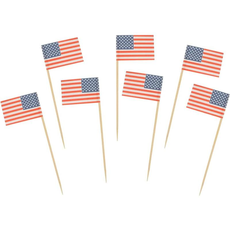 American USA Flag Cocktail Appetizer Party Picks 3.9", 25pk