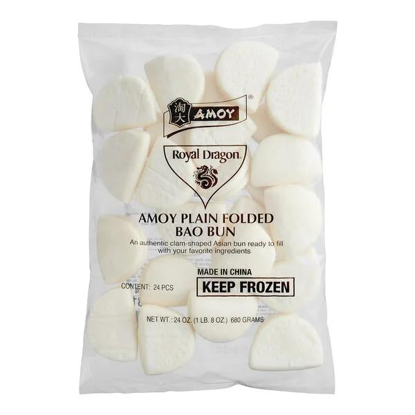 Amoy Royal Dragon White 2.5 x 3.5" Folded BAO Bun 24ct