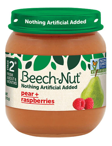 Beech Nut Pear & Raspberries, Stage 2, 4oz jar