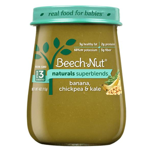 Beech-Nut Naturals Superblends Banana, Chickpea & Kale Baby Food, Stage 3, 8 Months+, 4 oz