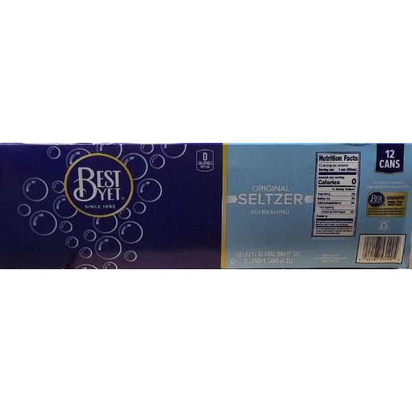 Best Yet Seltzer Original Cans 12/12oz (includes deposit)