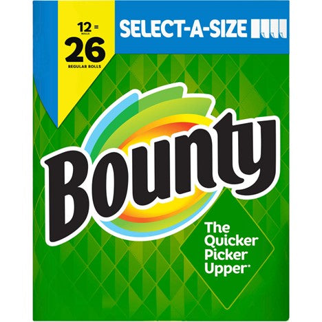 Bounty Paper Towels, White, 12 Rolls = 26 Regular Rolls