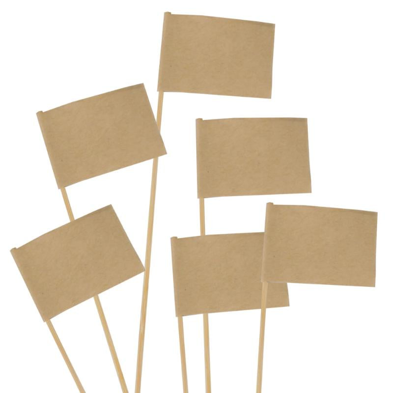 Brown Blank Flag Cocktail Appetizer Party Picks 3.9",  25pk