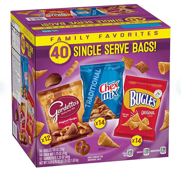 Bugles, Chex Mix & Gardetto Variety Pack Snacks, 40 pk. (BPO)