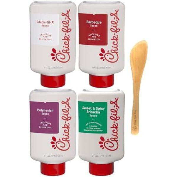 Chick-Fil-A Condiment Dipping Sauce Variety Bundle, Polynesian (1) Barbeque and (1) Sweet & Spicy Sriracha