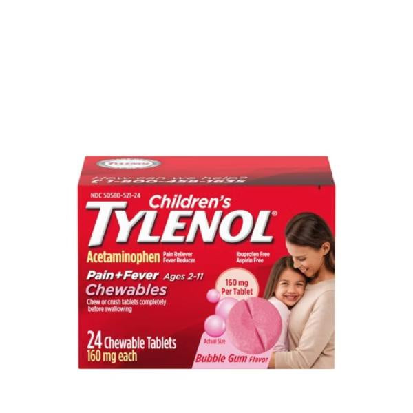 Children's Tylenol Chewable, 24 ct, Bubblegum