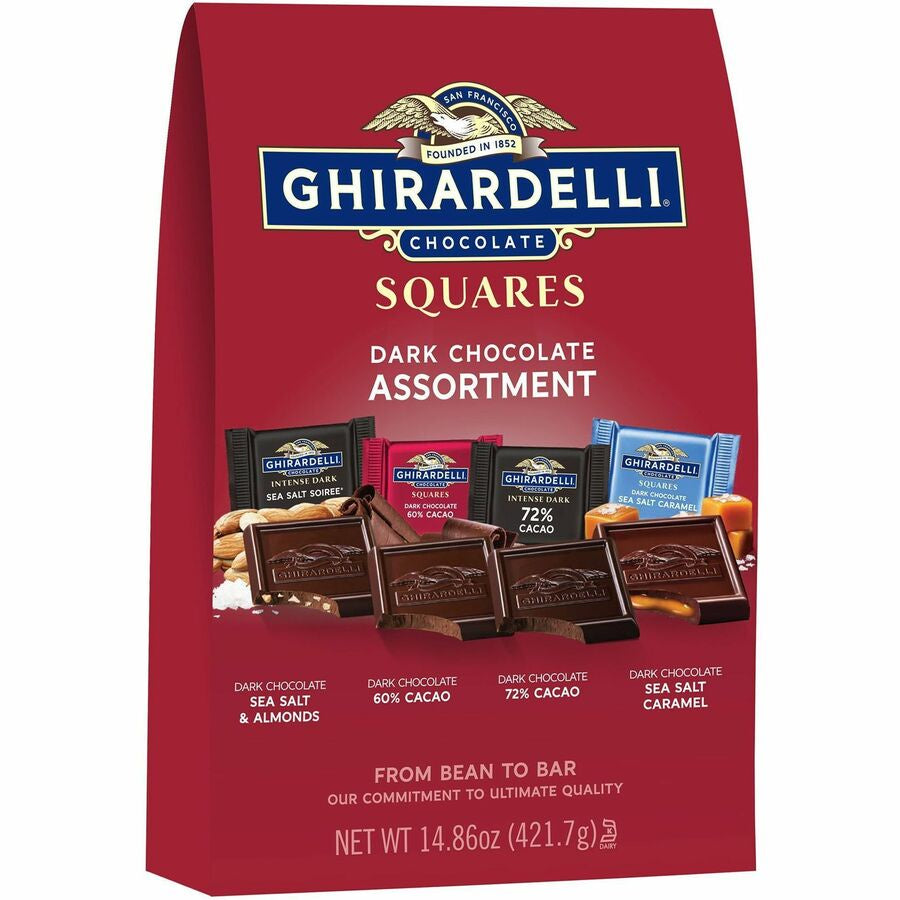 Chocolate Squares Assortment - Sea Salt Almond, Sea Salt Caramel, 72% Cacao, 60% Cacao