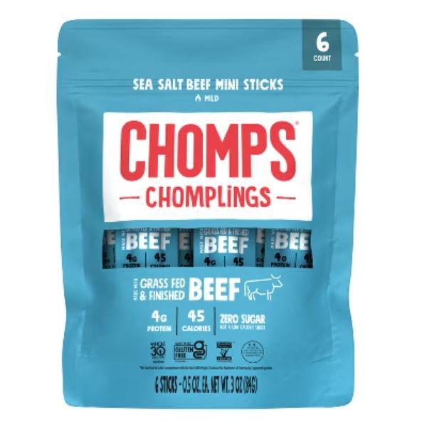 Chomps Beef Stick, Sea Salt 6ct, 3oz