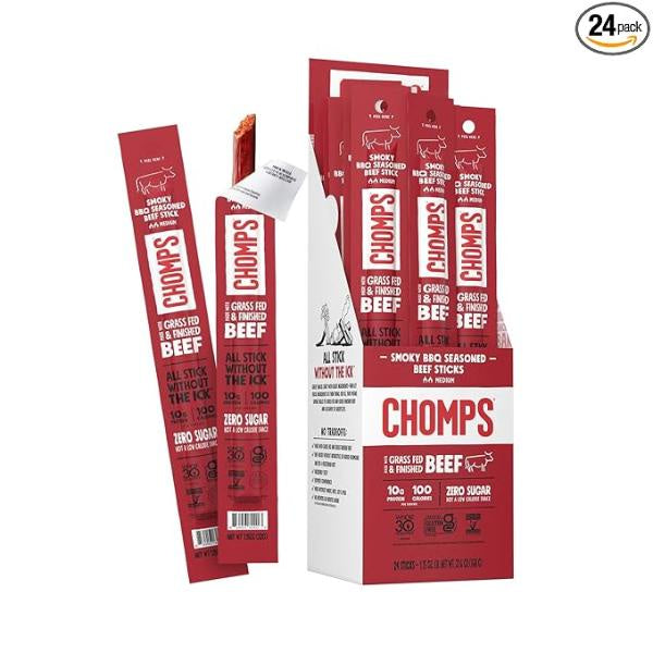 Chomps Smokey BBQ Beef Sticks 1.15 oz, Case of 24