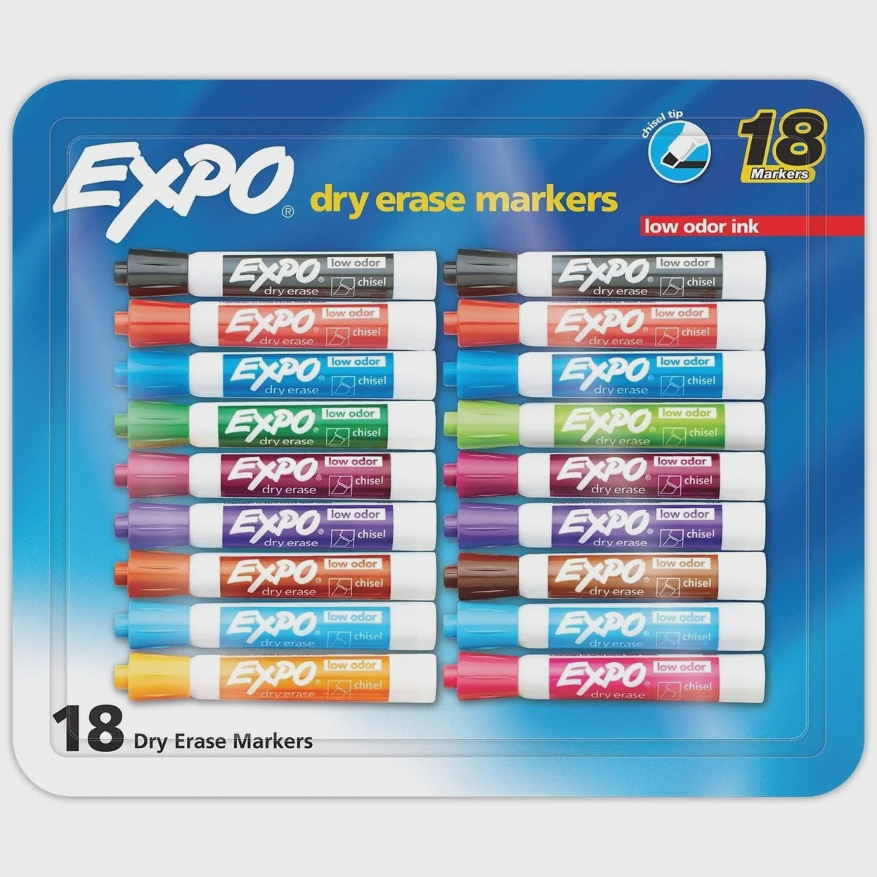 EXPO Dry Erase Markers, Assorted Colors, 18 pk