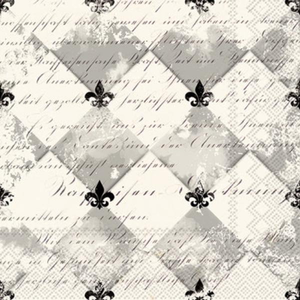 French Fleur De Lis Cream Black Paper Cocktail Napkins 20 Ct
