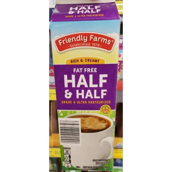 Friendly Farms Fat Free Half & Half 32 oz