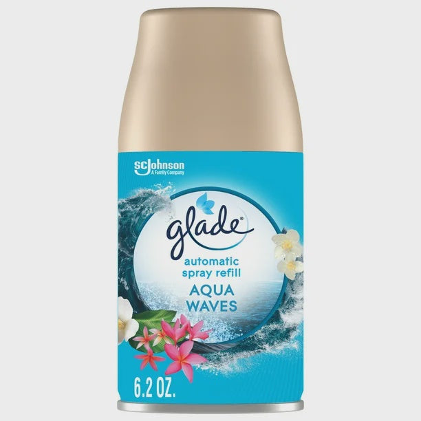 Glade Automatic Spray Refill, Air Freshener, Aqua Waves, 6.2 oz, 3 ct (BPO)