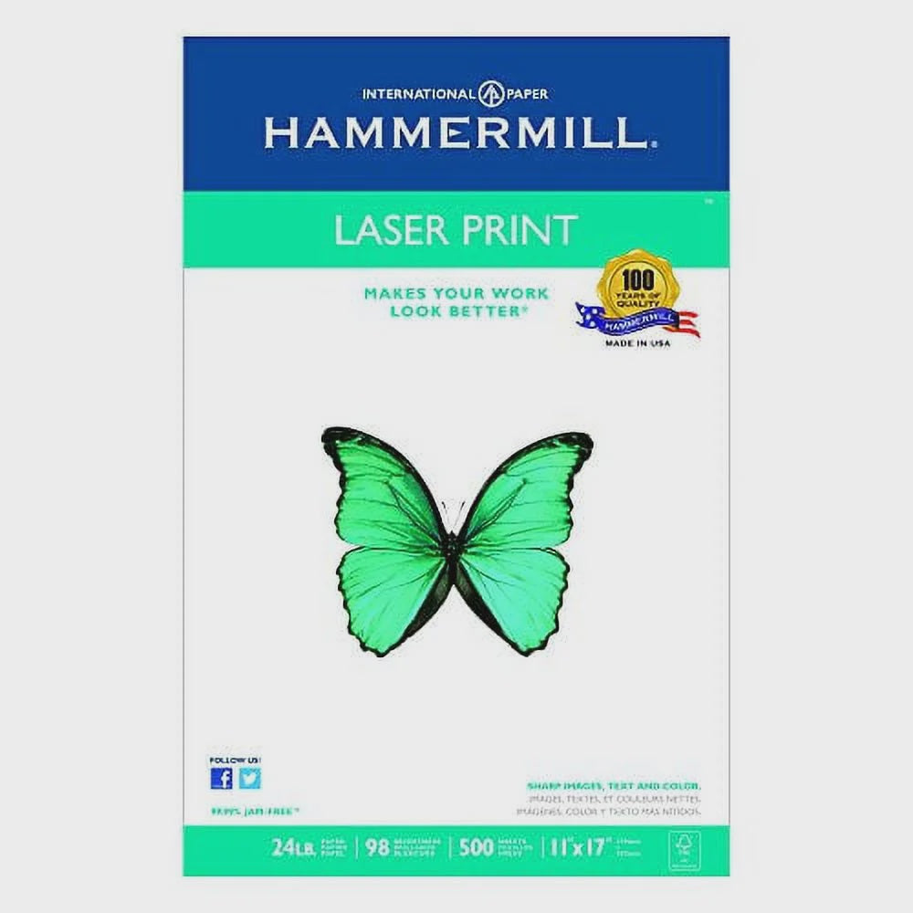 Hammermill - Laser Print Paper, 24lb, 98 Bright, 11 x 17" - Ream