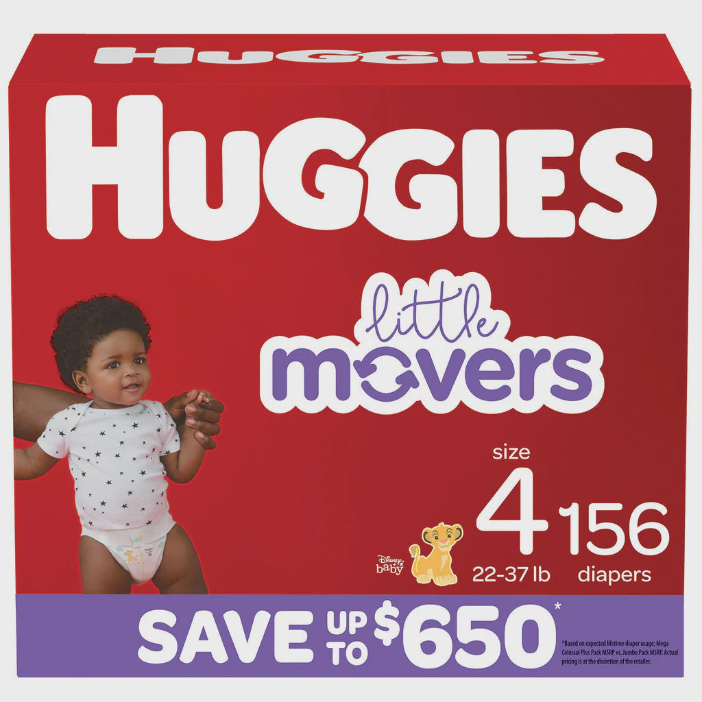 Huggies Little Movers, Size 4, 156ct (preorder)