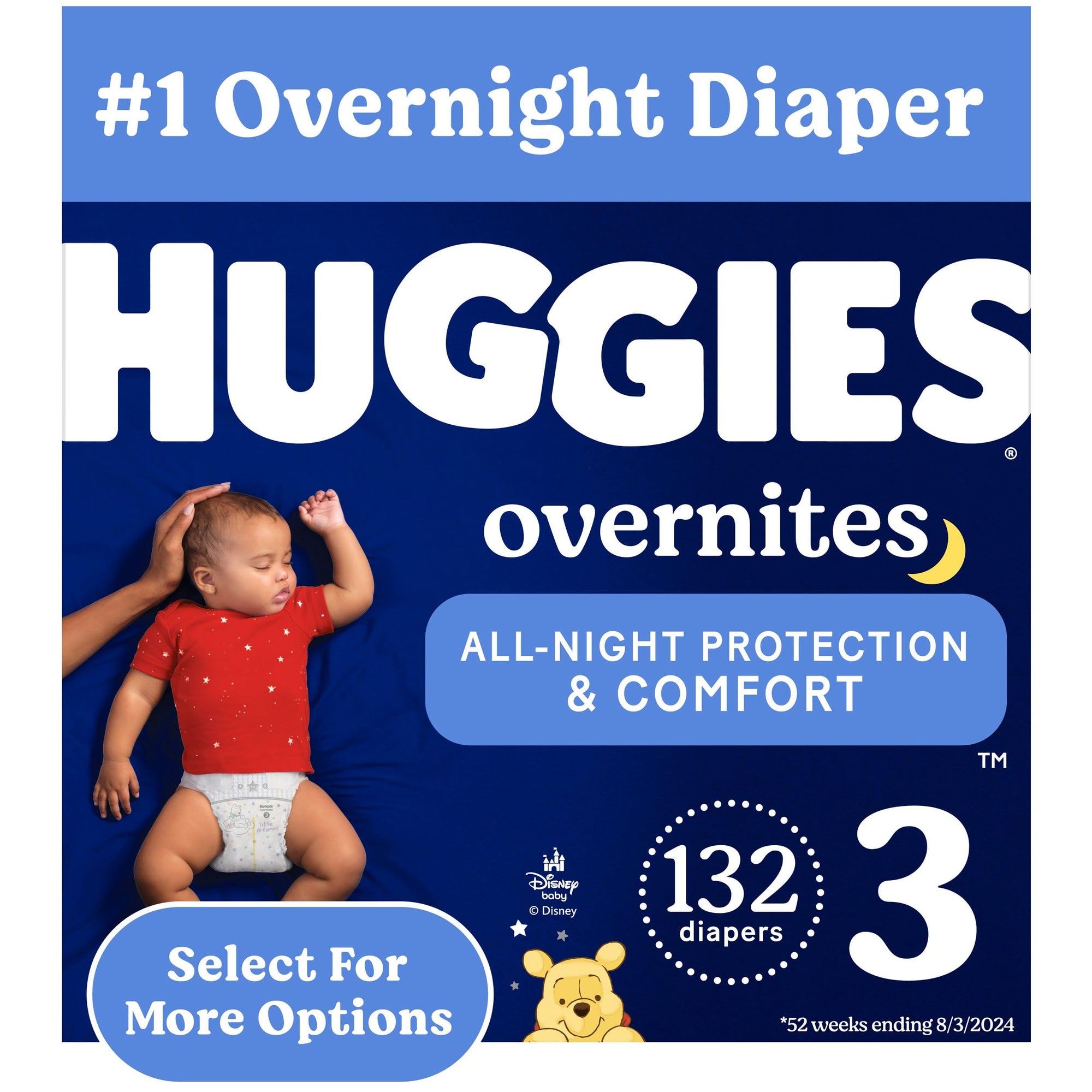 Huggies Overnites Nighttime Baby Diapers, Size 3, 132ct (preorder)