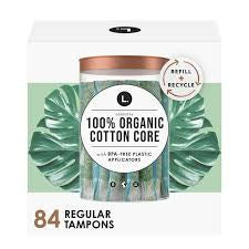 L. Organic Cotton Tampons Multipack - Regular + Super 42 Count x 2 Packs (84 Count Total)