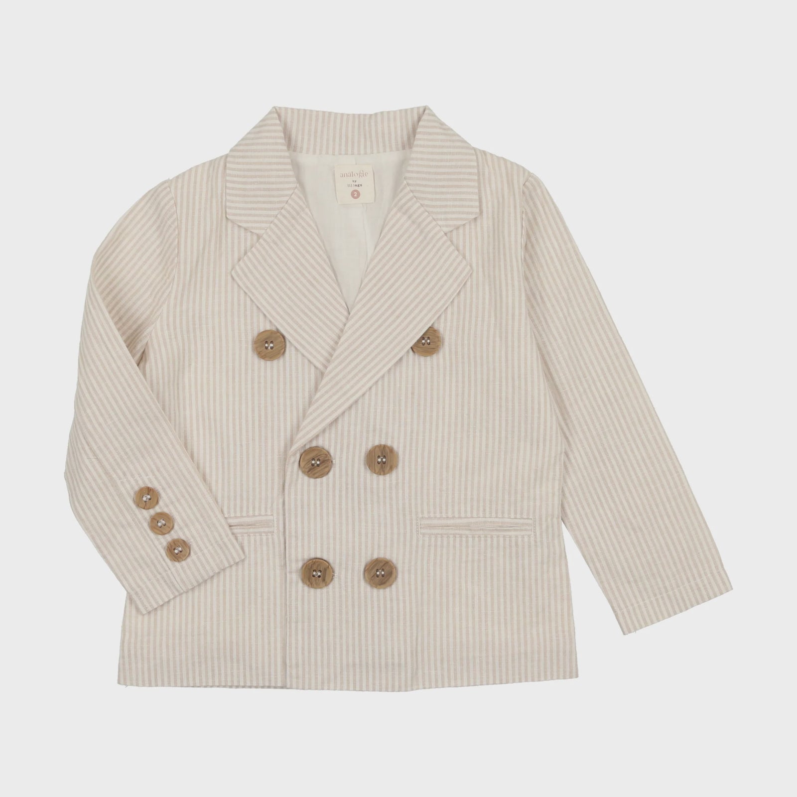 Analogie Linen Blazer, Oat Stripe, 3T