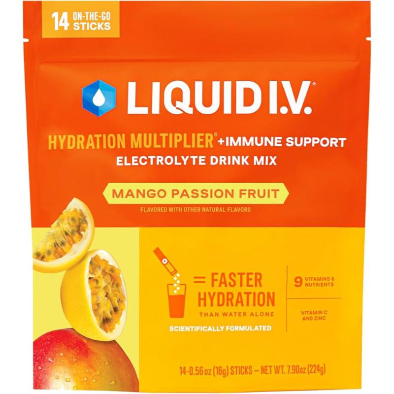 Liquid I.V. Hydration Multiplier + Immune Support, Mango Passionfruit, 14ct